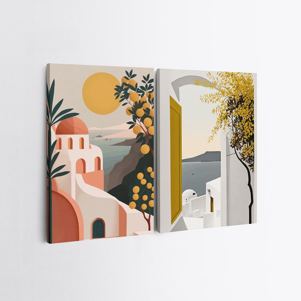 Falikép szett, 2 db, városi látképek, többszínű, 50x70 cm - Butopêa akciós termékkép 1